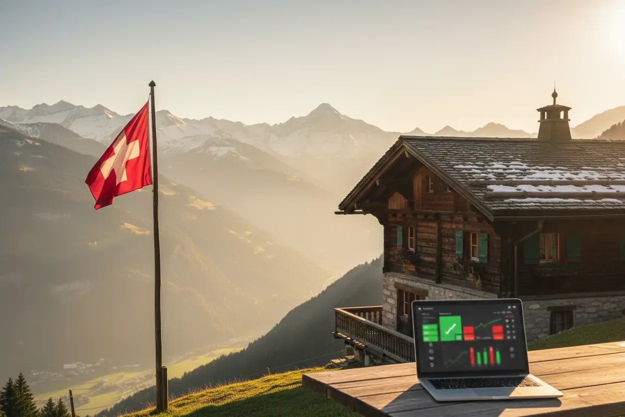 Schweizer Flagge mit Sportwetten-Symbolik und rechtlicher Thematik