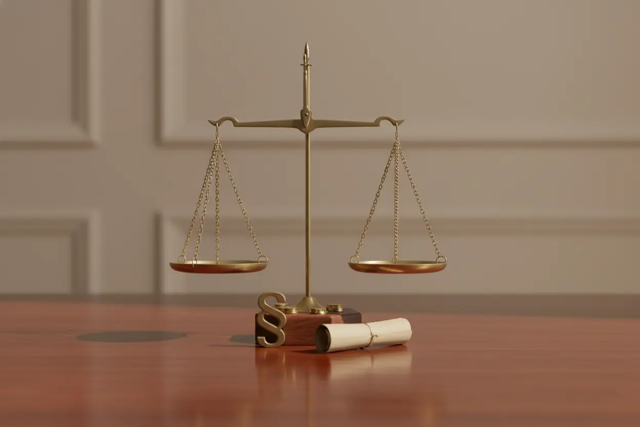 Waage der Justiz mit Paragraphenzeichen