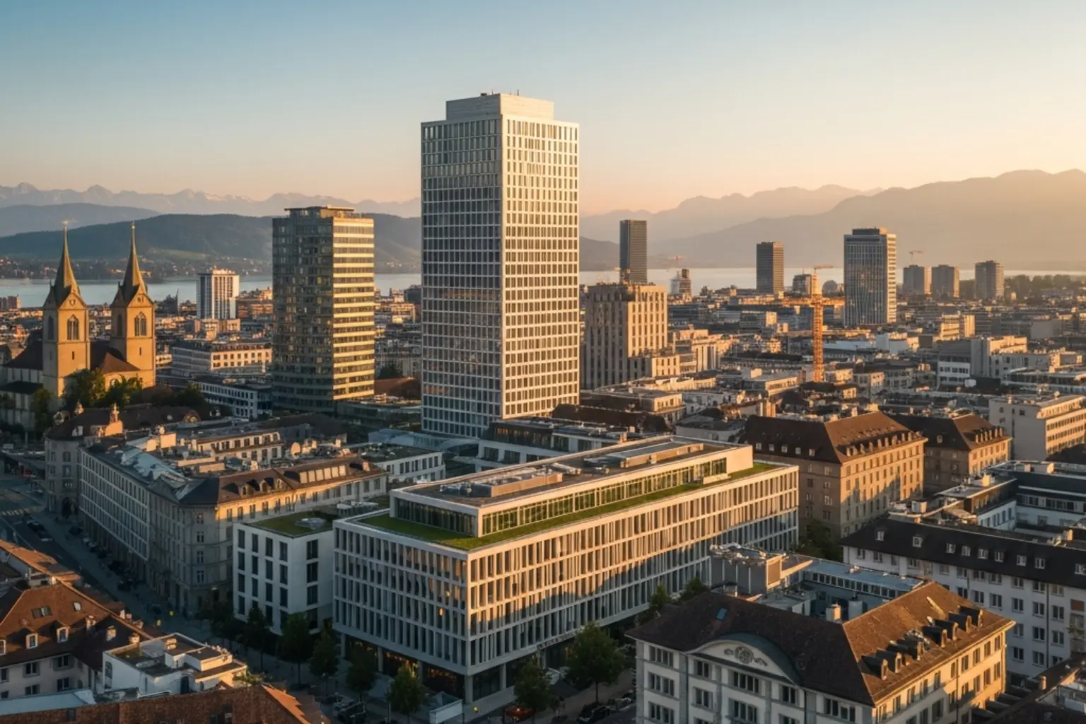 Moderne Schweizer Stadtansicht mit Blick in die Zukunft